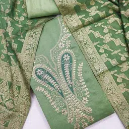 svaraa Women Embroidered 3-Piece Unstitched Dress Material image 1