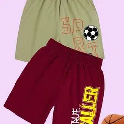 aoosh Boy Pack of 2 Typographic Print Regular Fit Shorts-picture-24