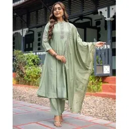 Embroidery Straight Kurta Set-image-19