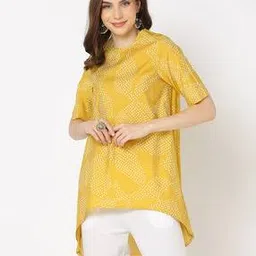 svrnaa by azorte Bandhani Print Slim Fit Chanderi Tunic-picture-18
