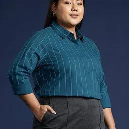 Women Striped Slim Fit Cotton Shirt-image-4