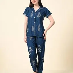 ichaa Women Block Print Shirt & Pyjamas Set-picture-29