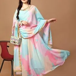 Women Printed Gown Dress with Dupatta-image-49