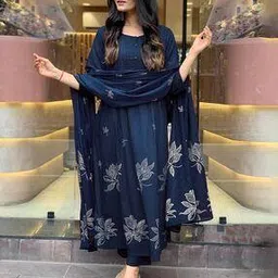 Women Printed Anarkali Kurta Suit Set-image-31