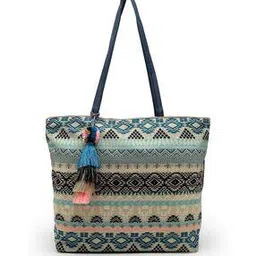 anekaant Women Printed Tote Bag with Zip Closure & Tassels-picture-48