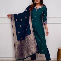 eeloo Women Embroidery Straight Kurta Set-picture-25