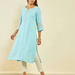 soch Embroidered Round-Neck Straight Kurta-picture-32