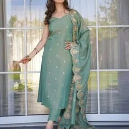 nyrika Women Embroidered Straight Kurta & Pants with Dupatta-picture-34