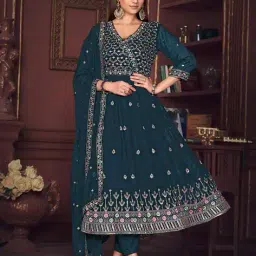 warthy ent Embroidered 3-Piece Semi-Stitched Dress Material image 1