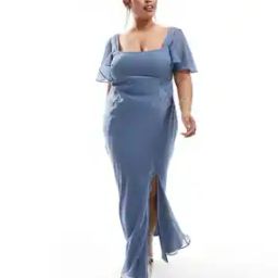 asos design Women A-Line Dress with Flutter Sleeves-picture-32