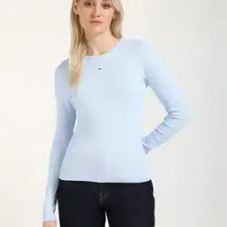 tommy hilfiger Women Essential Ribbed Slim Fit Round-Neck T-Shirt-picture-29