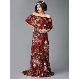 The Mom Store Plum & Done Floral Maternity Photoshoot Gown image 1