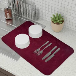 Kuber Industries Blue & Brown 3 Pieces Kitchen Self Drying Microfiber Table Placemats image 1