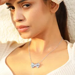 Rubans Voguish Silver-Plated Stainless Steel Demi-Fine Stone Studded Necklace-picture-14