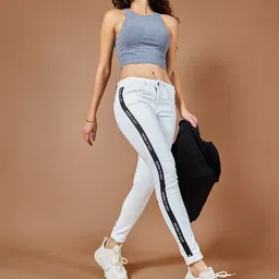Roadster Women Skinny Mid Rise Printed Twill Tape Detailing Stretchable Denim Jeans-picture-10