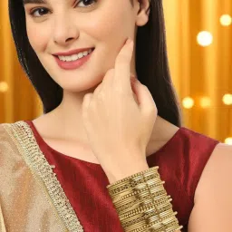 OOMPH Womens Stylish Latest Antique Gold Bangle Set of 30 (2.6)-image-38
