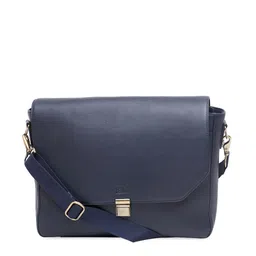 tohl Navy Blue Leather Structured Sling Bag with Tasselled-picture-41