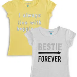 Pantaloons Junior Girls Pack Of 2 Typography Printed Cotton T-shirt-image-44