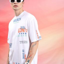 HIGHLANDER Unisex Typography Printed Drop Shoulder-Sleeves Oversized T-shirt-picture-15