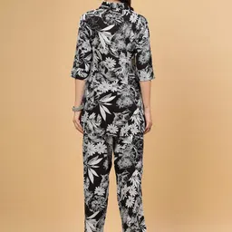 Pistaa Floral Printed Shirt Collar Pure Cotton Tunic With Trouser image 4