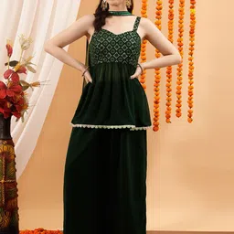 indo street Embellished Top & Palazzo image 1