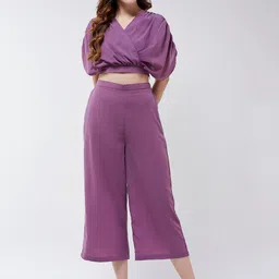 Zima Leto V-Neck Crop Top With Mid-Rise Palazzos-picture-15