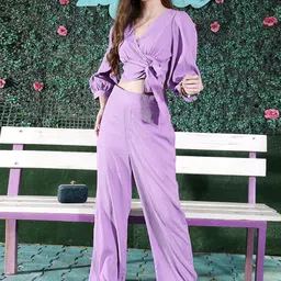 Sera V Neck Crop Top & Trousers image 1