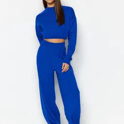 Trendyol Crop Sweatshirt With Joggers Acrylic Co-Ords-picture-12