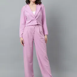 kotty bizwear Kotty Purple Notched Lapel Collar Blazer & Mid Rise Trouser-picture-15