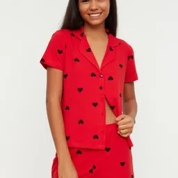 Trendyol Conversational Printed Pure Cotton Night Suit image 5