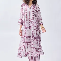 TOOCHKI Ajrakh Printed V-Neck Tunic With Palazzos Co-Ords image 2