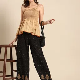 Sangria Women Black Ethnic Motifs Printed Ethnic Palazzos image 4