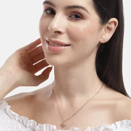 Carlton London 925 Sterling Silver 18Kt Rose Gold-Plated CZ-Studded Pendant with Chain image 2