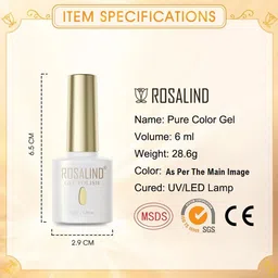 ROSALIND Soak Off RAE Pure Color UV LED Gel Nail Polish - PX037 image 4