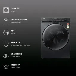 Haier 12 kg 5 Star Wi-Fi Inverter Fully Automatic Front Load Washing Machine (F9, HW120-DM14F9BKU1, Direct Motion Motor, Black) image 3