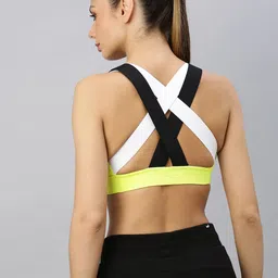 Puma Lime Green & Black Printed Feel It Non-Wired Lightly Padded Training Sports Bra image 4