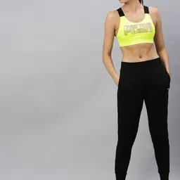 Puma Lime Green & Black Printed Feel It Non-Wired Lightly Padded Training Sports Bra image 5