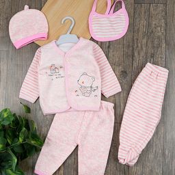 Moms Home Infants 5-Pcs Striped Breathable Organic Cotton Baby Apparel Gift Set-picture-21