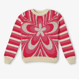 Ed-a-Mamma Girls Floral Printed  Round Neck Long Cotton Pullover Sweater-image-42