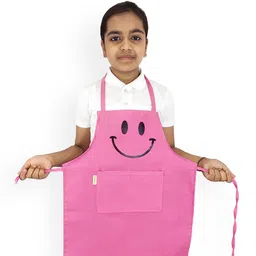 SWITCHON Kids Pink & Black Smiley Printed Waterproof Kitchen Apron with Cap image 3