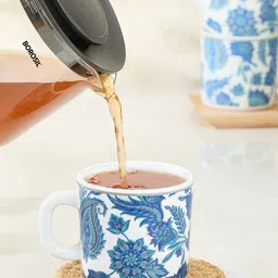 Larah by BOROSIL Premia Series New Iris White & Blue 6Pcs Printed Opalware Mugs 180ml Each image 5