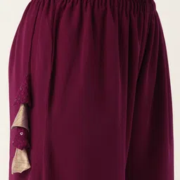 SWAGG INDIA Women Purple Ethnic Motifs Embroidered Top with Palazzos & With Dupatta image 3