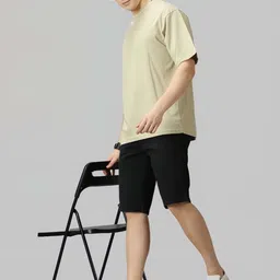 THE HOLLANDER Cotton Solid Drop-Shoulder Sleeves Oversized Fit T-shirt image 5