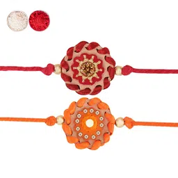MASQ Men Set Of 2 Chakra-Shaped Rakhi With Roli Chawal & Moli image 4