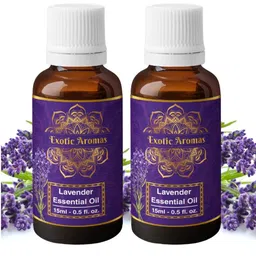 EXOTIC AROMAS Set Of 2 Lavender Essential Oil For Stress Relief Hair & Sleep - 15ml Each image 1