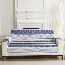 HOUSE OF QUIRK Navy Blue & White Four Seater Quilted Anti-Slip Water-Resistant Sofa Mat-picture-14