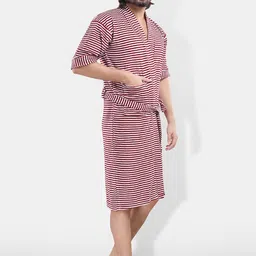 Be You Men Printed Cotton Anti-bacterial Super Soft Bath Robe With Belt image 3