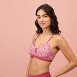 Nykd by Nykaa Printed Padded Wireless T-Shirt Bra NYB219 - Marble Mirage Rose image 2