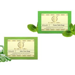Khadi Natural Set of Aloe Vera & Neem Tulsi Handmade Herbal Soaps-picture-30