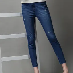 SHOWOFF Women Blue Skinny Fit Mildly Distressed Light Fade Stretchable Jeans-picture-30